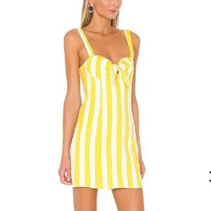 Revolve Lovers + Friends Adele Mini Dress Lemon Stripe Sweetheart Sz XL yellow
